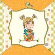 little girl sitting with her teddy bear N4