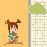 little girl sitting with her teddy bear N5