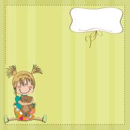 little girl sitting with her teddy bear N8