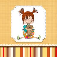 little girl sitting with her teddy bear N9