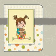 little girl sitting with her teddy bear N10
