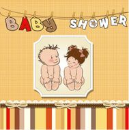 Baby twins shower card N6