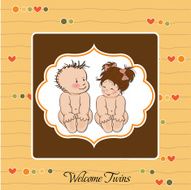 Baby twins shower card N7