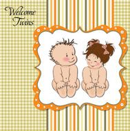 Baby twins shower card N9