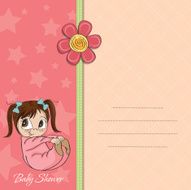 new baby girl announcement card N7