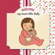 little baby girl play with her teddy bear toy N23