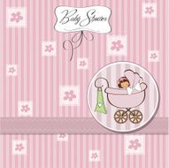 Baby girl announcement card N15