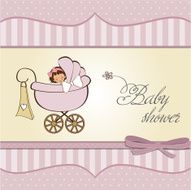 Baby girl announcement card N16