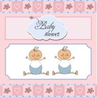 Baby twins shower card N11