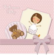 Baby girl announcement card N17