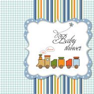 baby shower card with toy train N4