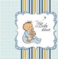 baby announcement card with little boy N7