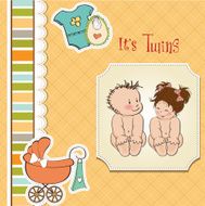 Baby twins shower card N14