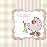 Baby girl announcement card N18