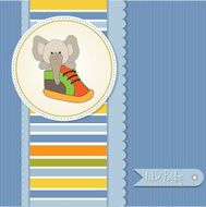 shower card with an elephant hidden in a shoe