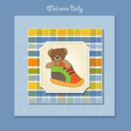 baby shower card with teddy bear hidden in a shoe N2