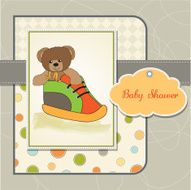 baby shower card with teddy bear hidden in a shoe N3