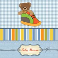 baby shower card with teddy bear hidden in a shoe N4