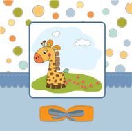 new baby announcement card with giraffe N19