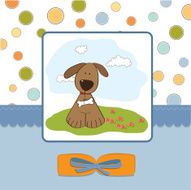 romantic baby shower card with dog N4