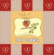 welcome baby card with funny little bird N6