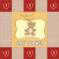 baby shower card with teddy bear toy N32