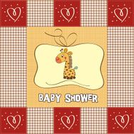 new baby announcement card with giraffe N21