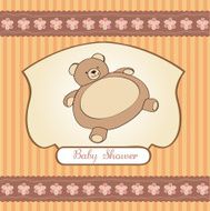 baby shower card with teddy bear toy N33