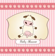 new baby girl announcement card with cow N12