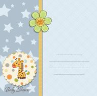 new baby boy announcement card with giraffe