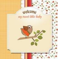 welcome baby card with funny little bird N7