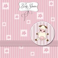 new baby girl announcement card with cow N13