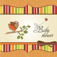 welcome baby card with funny little bird N8