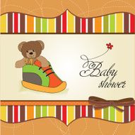 shower card with teddy bear hidden in a shoe N10