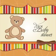 baby shower card with teddy bear toy N39