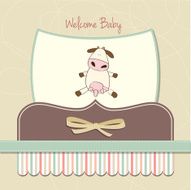new baby girl announcement card with cow N15