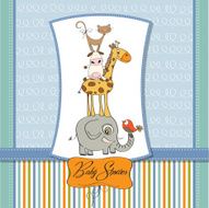baby shower card with funny pyramid of animals