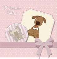 Baby girl announcement card N20