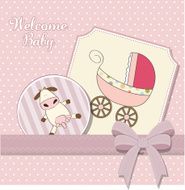 Baby girl announcement card N23