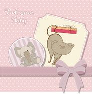 Baby girl announcement card N24