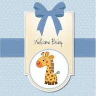 new baby boy announcement card with giraffe N2