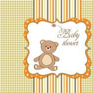 baby shower card with teddy bear toy N40