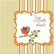 welcome baby card with funny little bird N9