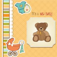 baby shower card with teddy bear toy N41