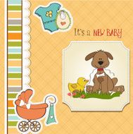 baby shower card with dog and duck toy N4