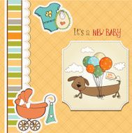 baby shower card with long dog and balloons N7