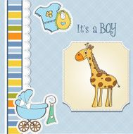 new baby announcement card with giraffe N23