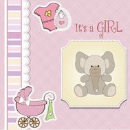 romantic baby girl announcement card N12