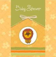 childish baby shower card with cartoon lion N14