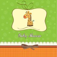 new baby announcement card with giraffe N26